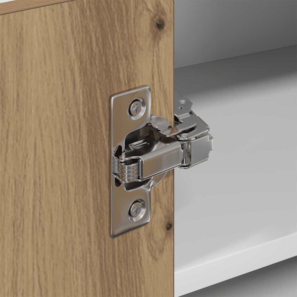 vidaXL Κρεμαστό ντουλάπι με ράφι Riga Χειροποίητη Δρυς και Λευκό