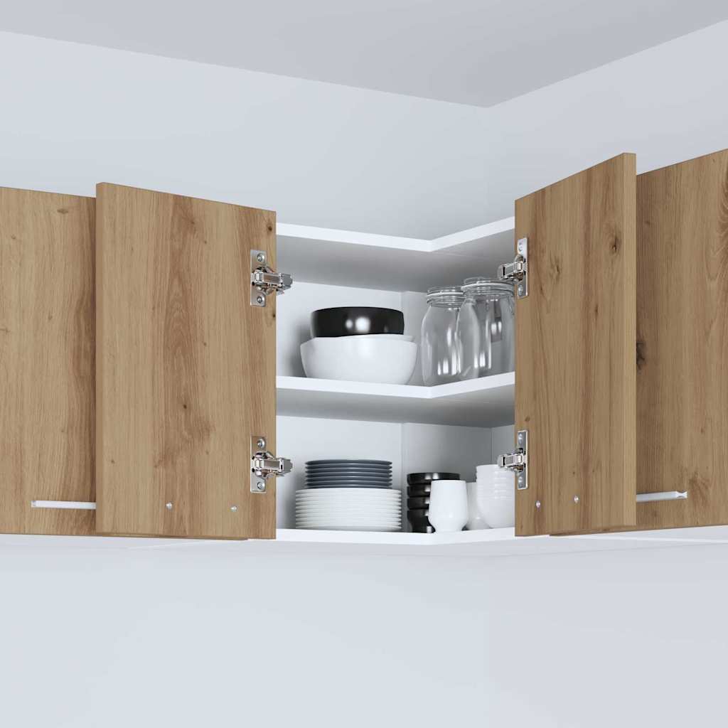 vidaXL Κρεμαστό ντουλάπι με ράφι Riga Χειροποίητη Δρυς και Λευκό