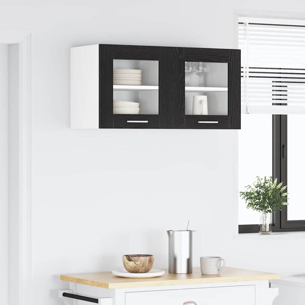 vidaXL Κρεμαστό ντουλάπι Riga 2 pcs Μαύρη Οξυά 40 x 31 x 40 εκ.