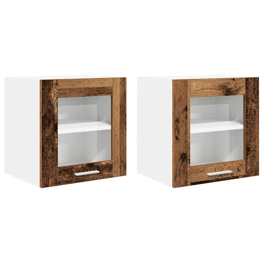 vidaXL Κρεμαστό ντουλάπι με πόρτα 2 pcs Παλιό ξύλο 40 x 31 x 40 εκ.