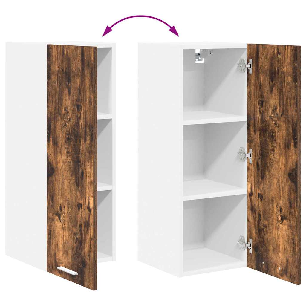 vidaXL Κρεμαστό ντουλάπι με ράφι Riga Καπνιστός Δρυς και Λευκό