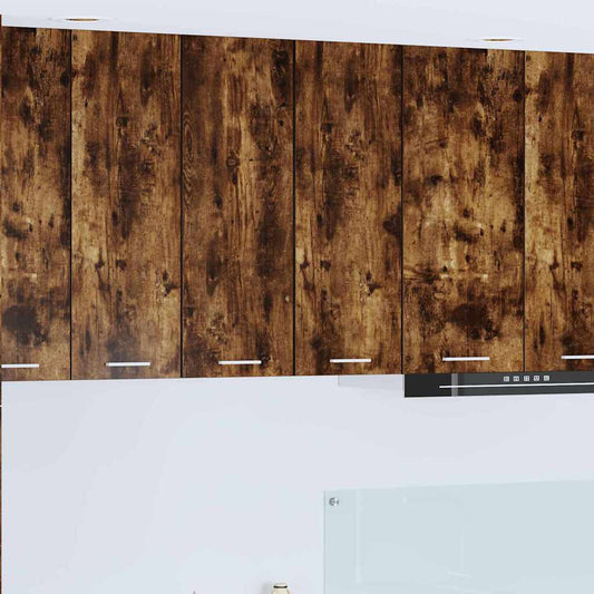 vidaXL Κρεμαστό ντουλάπι με πόρτα Riga 2 pcs Καπνιστός Δρυς και Λευκό