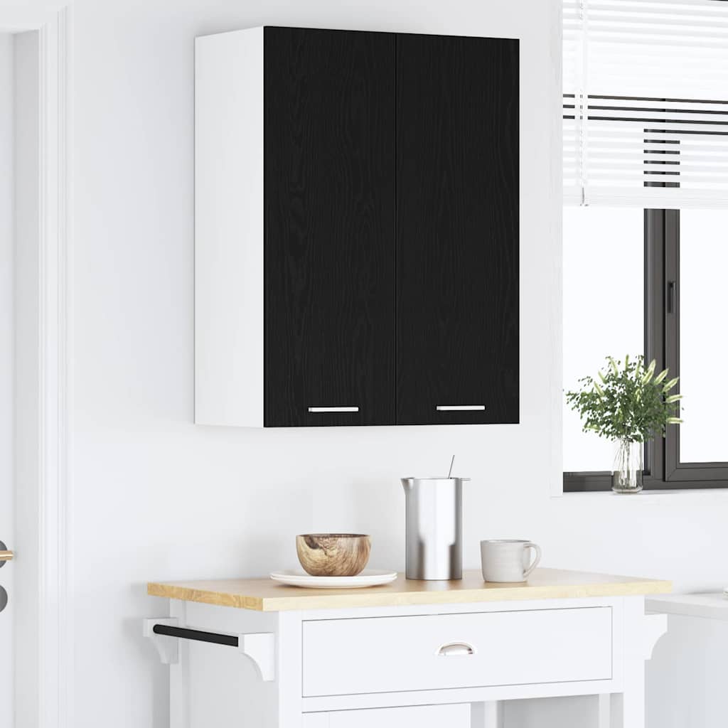vidaXL Κρεμαστό ντουλάπι με ράφι Riga Μαύρη Οξυά 60 x 31 x 80 εκ.