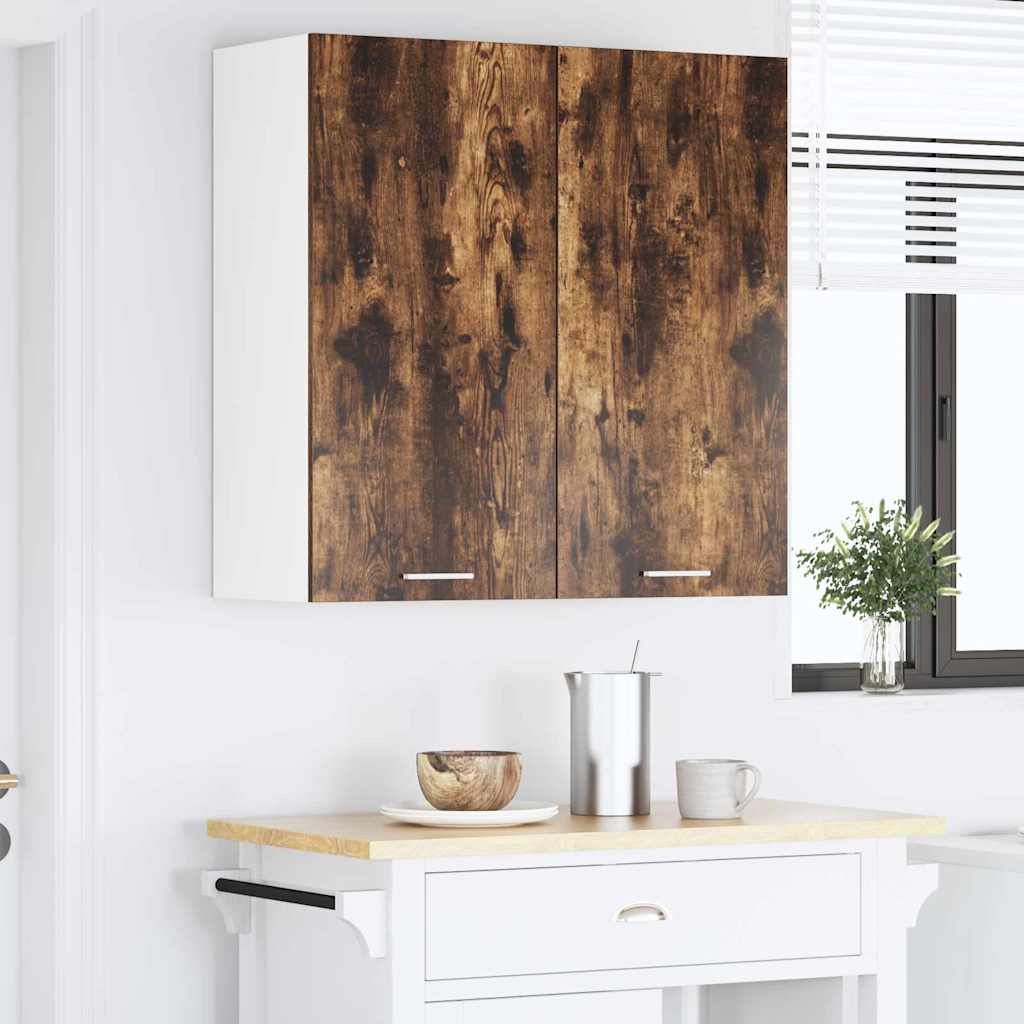 vidaXL Κρεμαστό ντουλάπι με ράφι Riga Καπνιστό Δρύς 80 x 31 x 80 εκ.