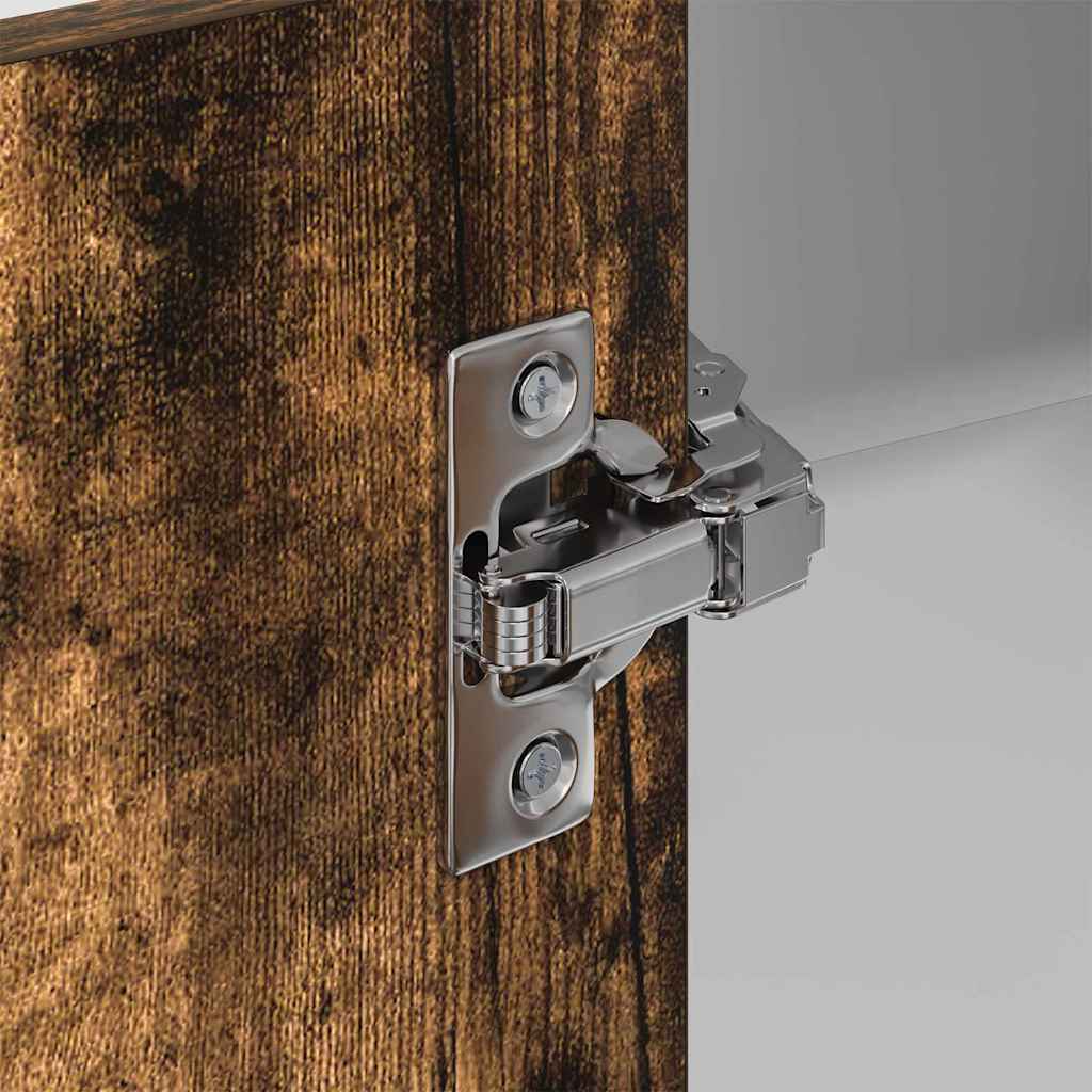 vidaXL Κρεμαστό ντουλάπι με ράφι Riga Καπνιστός Δρυς και Λευκό