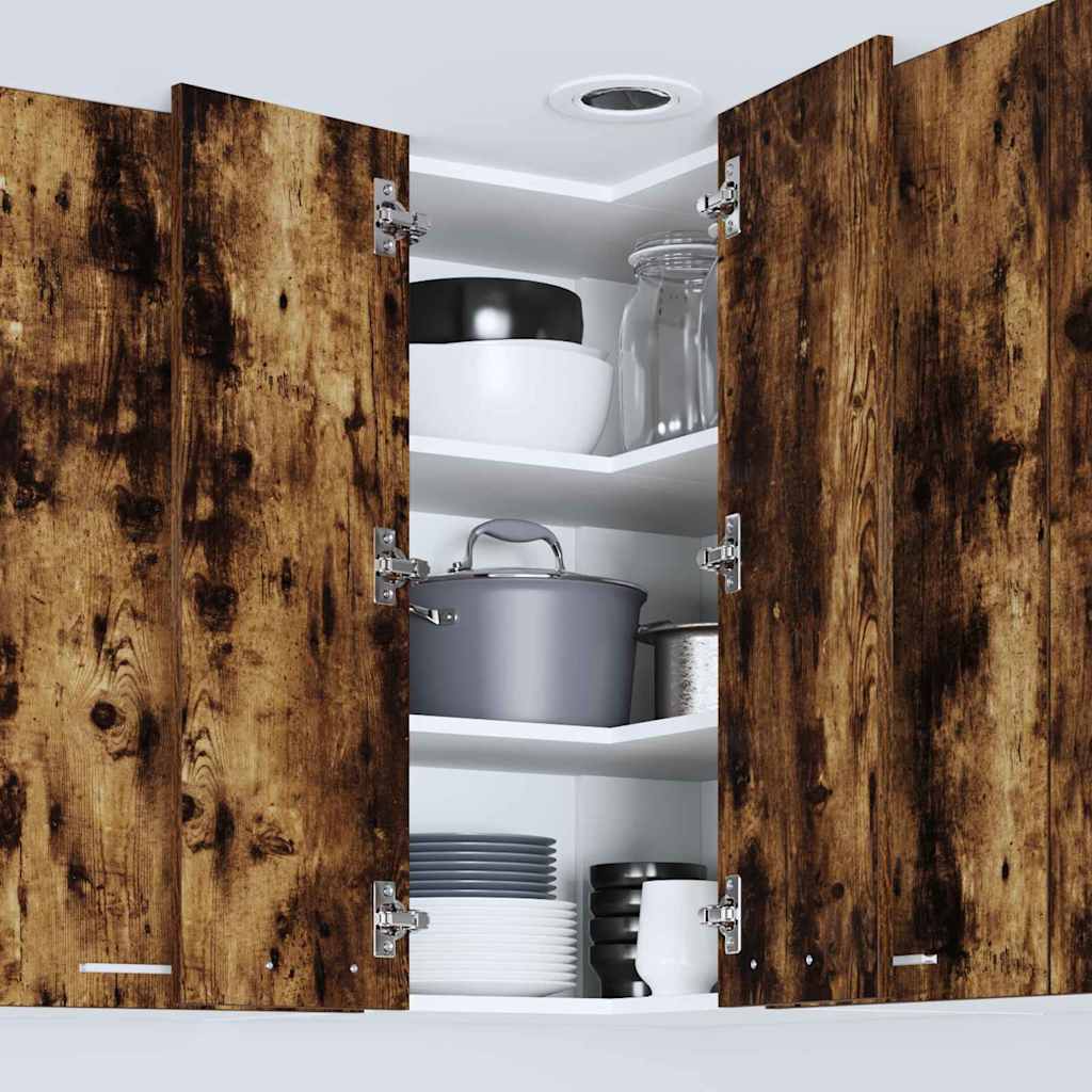 vidaXL Κρεμαστό ντουλάπι με ράφι Riga Καπνιστός Δρυς και Λευκό