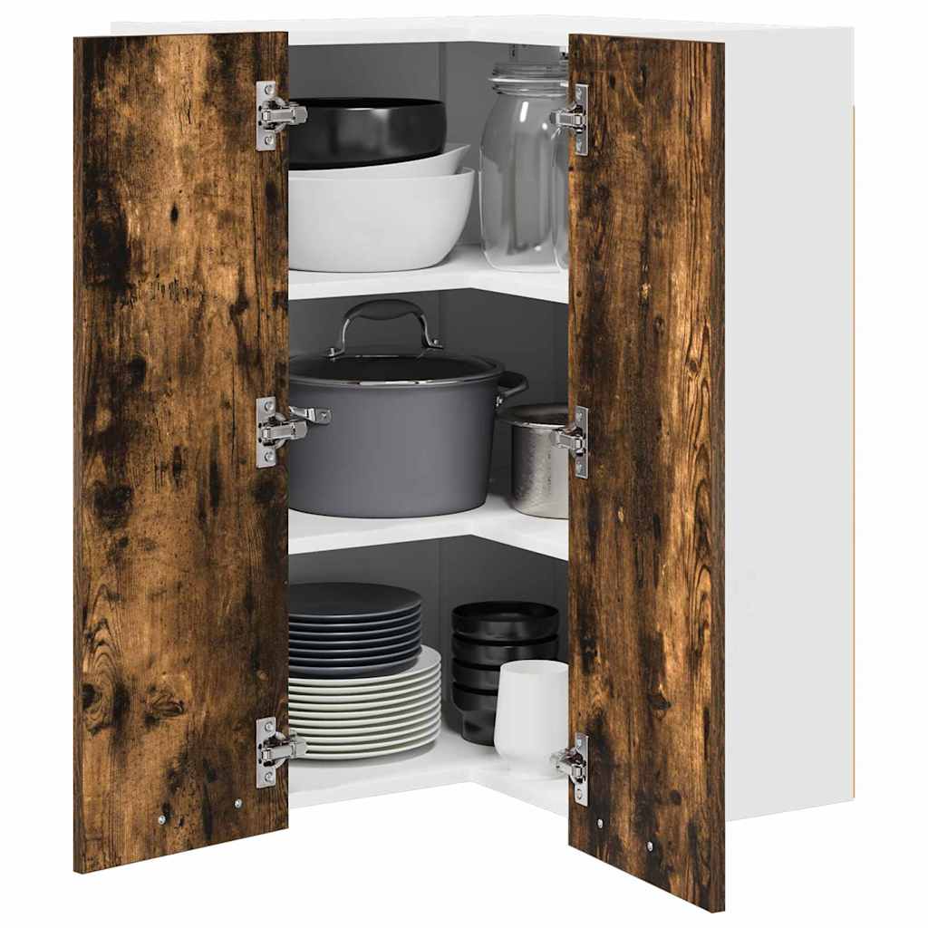 vidaXL Κρεμαστό ντουλάπι με ράφι Riga Καπνιστός Δρυς και Λευκό