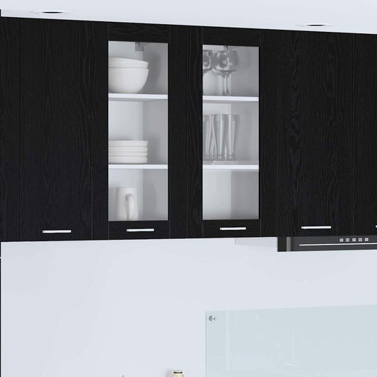 vidaXL Κρεμαστό ντουλάπι Riga 2 pcs Μαύρη Οξυά 40 x 31 x 80 εκ.