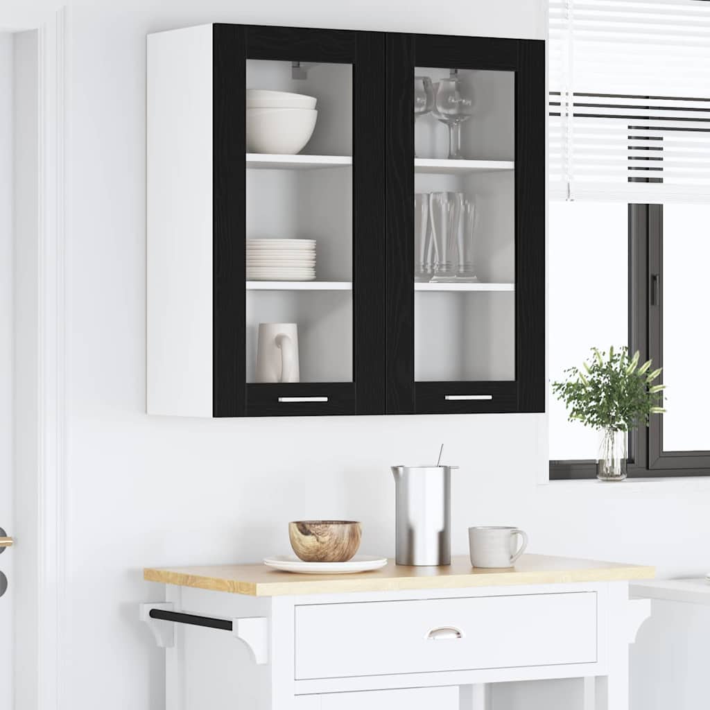 vidaXL Κρεμαστό ντουλάπι Riga 2 pcs Μαύρη Οξυά 40 x 31 x 80 εκ.