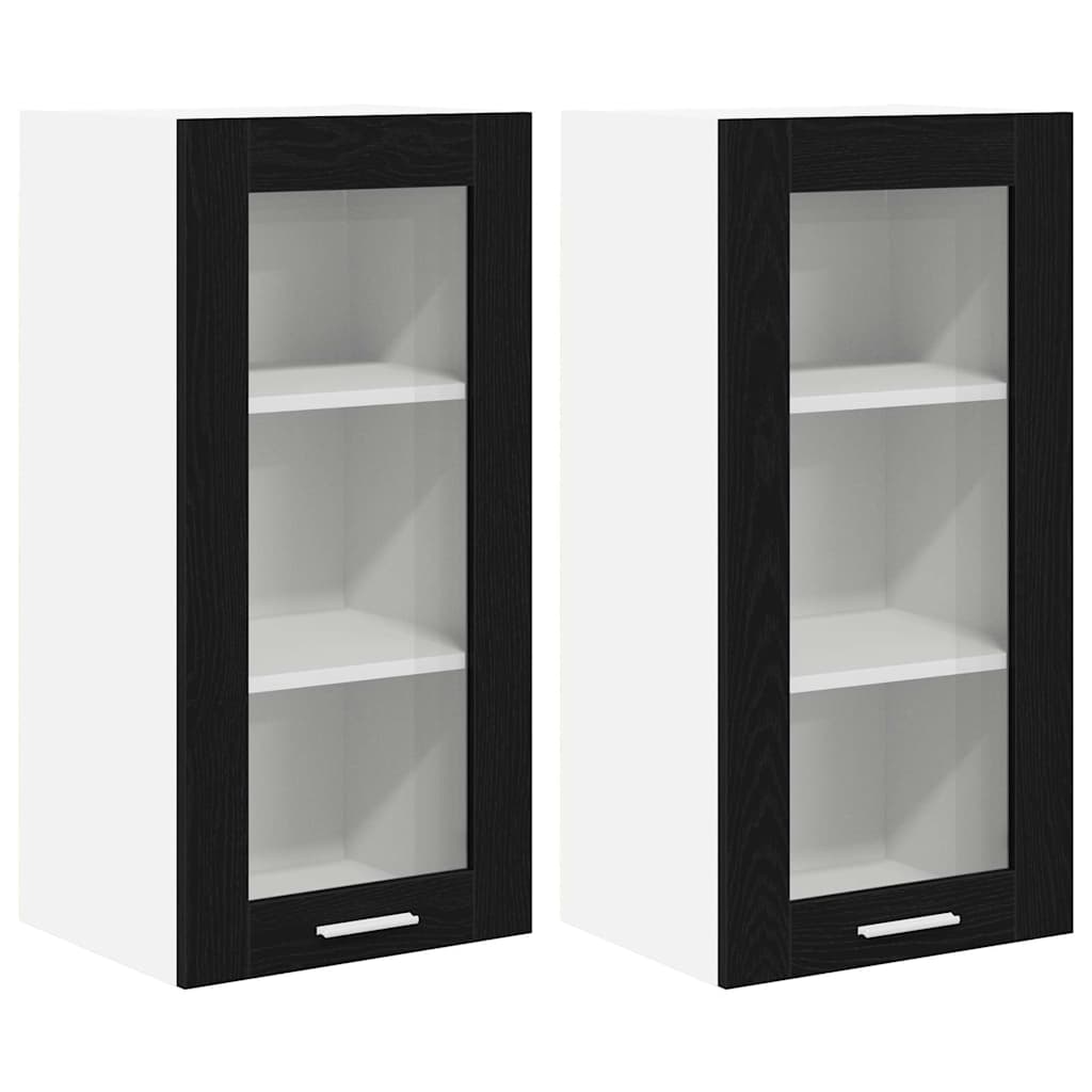vidaXL Κρεμαστό ντουλάπι Riga 2 pcs Μαύρη Οξυά 40 x 31 x 80 εκ.