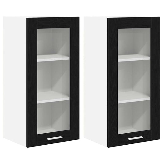 vidaXL Κρεμαστό ντουλάπι Riga 2 pcs Μαύρη Οξυά 40 x 31 x 80 εκ.