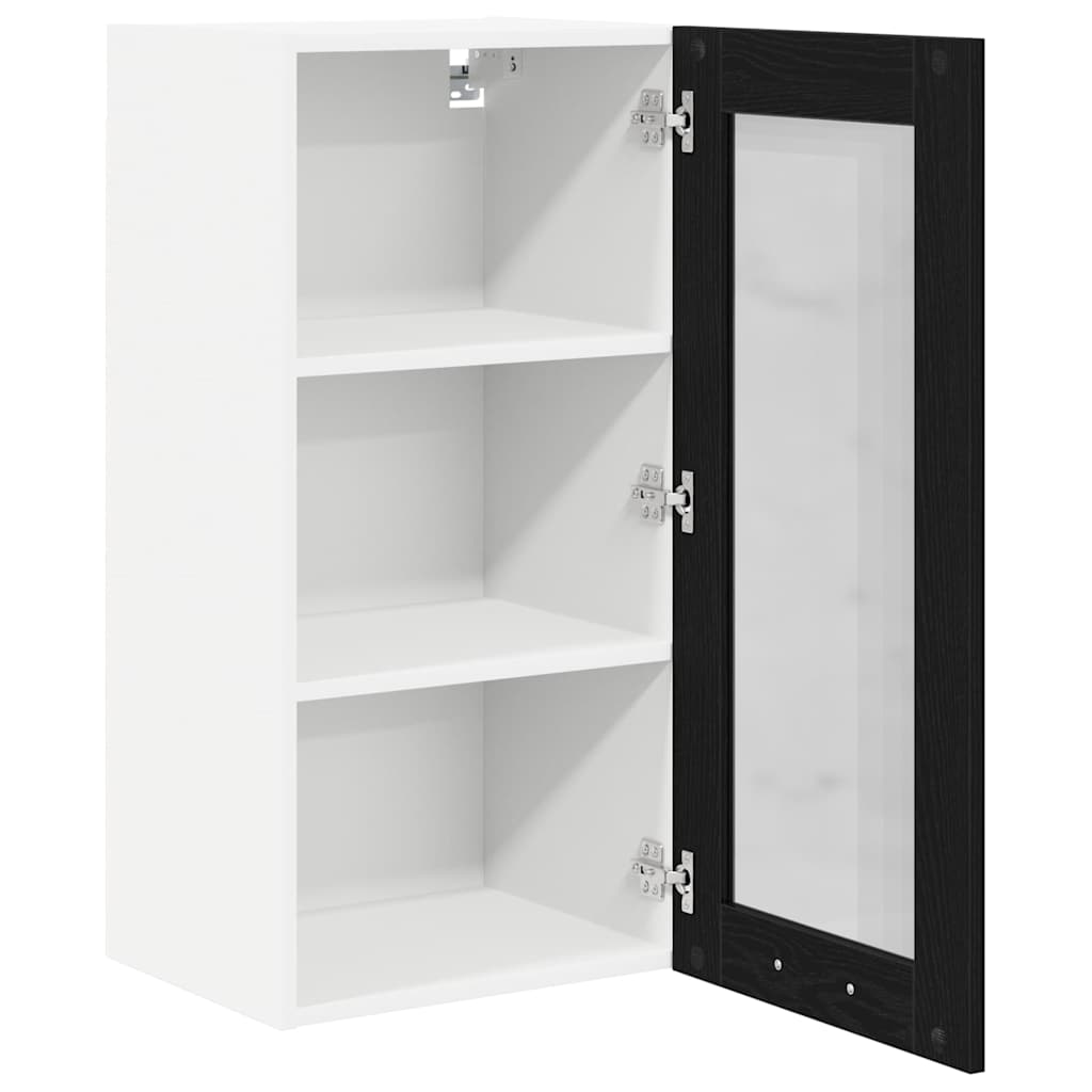 vidaXL Κρεμαστό ντουλάπι Riga 2 pcs Μαύρη Οξυά 40 x 31 x 80 εκ.