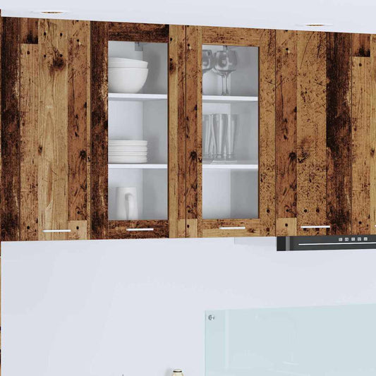 vidaXL Κρεμαστό ντουλάπι με πόρτα 2 pcs Παλιό ξύλο 40 x 31 x 80 εκ.