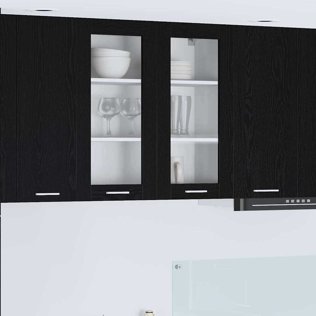 vidaXL Κρεμαστό ντουλάπι με ράφι Riga Μαύρη Οξυά 80 x 31 x 80 εκ.
