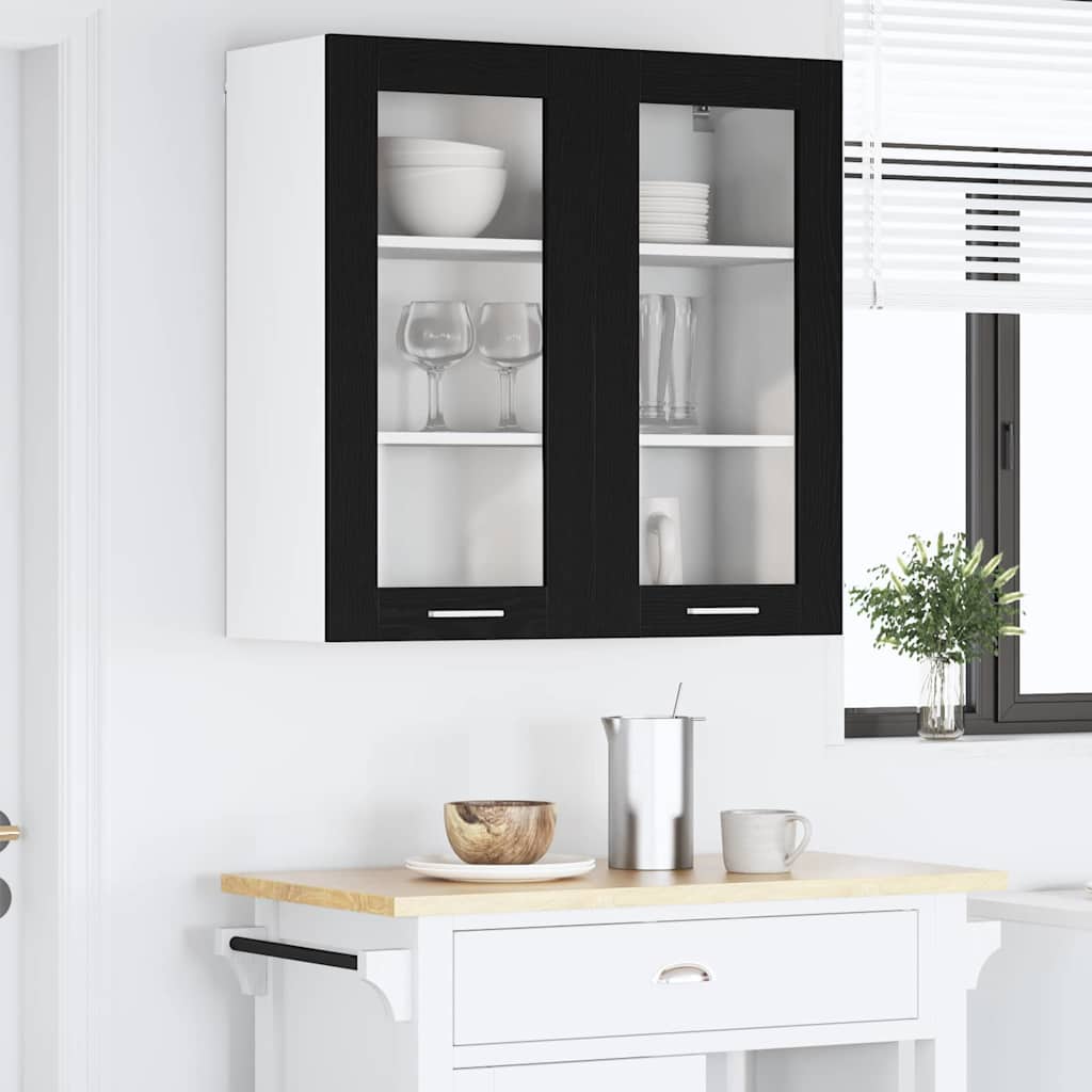 vidaXL Κρεμαστό ντουλάπι με ράφι Riga Μαύρη Οξυά 80 x 31 x 80 εκ.