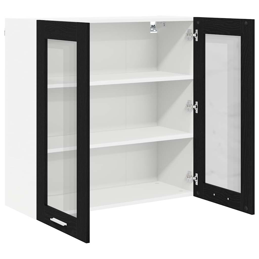 vidaXL Κρεμαστό ντουλάπι με ράφι Riga Μαύρη Οξυά 80 x 31 x 80 εκ.