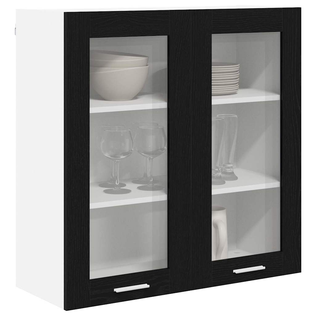 vidaXL Κρεμαστό ντουλάπι με ράφι Riga Μαύρη Οξυά 80 x 31 x 80 εκ.