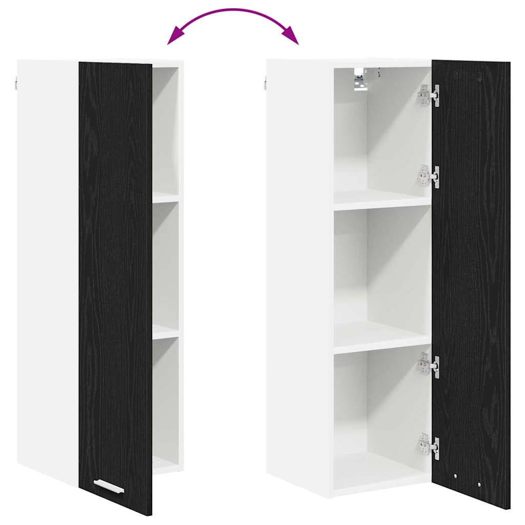 vidaXL Κρεμαστό ντουλάπι με ράφι Riga Μαύρη Οξυά 30 x 31 x 100 εκ.