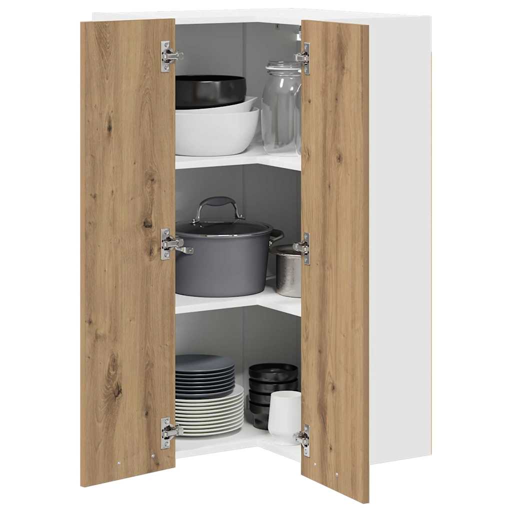 vidaXL Κρεμαστό ντουλάπι με ράφι Riga Χειροποίητη Δρυς και Λευκό