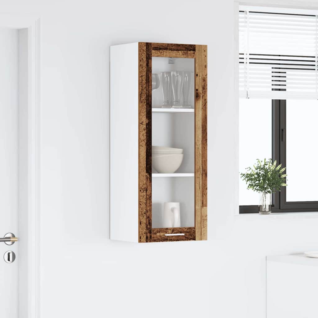 vidaXL Κρεμαστό ντουλάπι με ράφι Riga Παλιό Ξύλο 40 x 31 x 100 εκ.