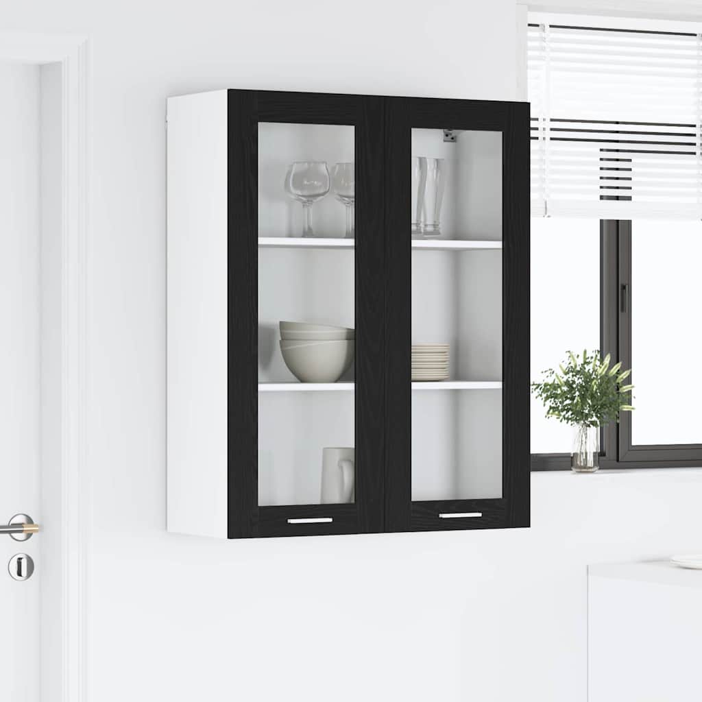 vidaXL Κρεμαστό ντουλάπι με ράφι Riga Μαύρη Οξυά 80 x 31 x 100 εκ.