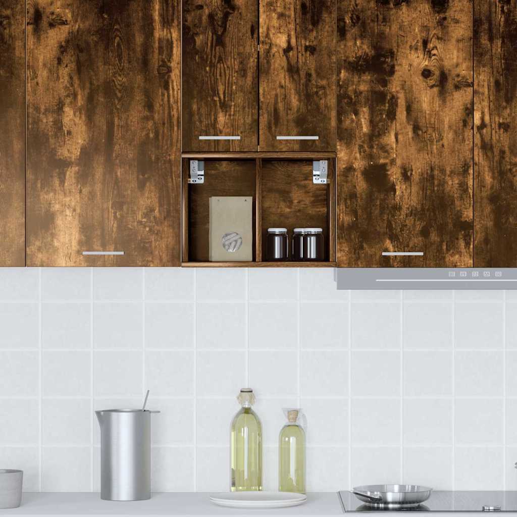 vidaXL Κρεμαστό ντουλάπι με ράφι Riga Καπνιστό Δρύς 30 x 29.5 x 80 εκ.