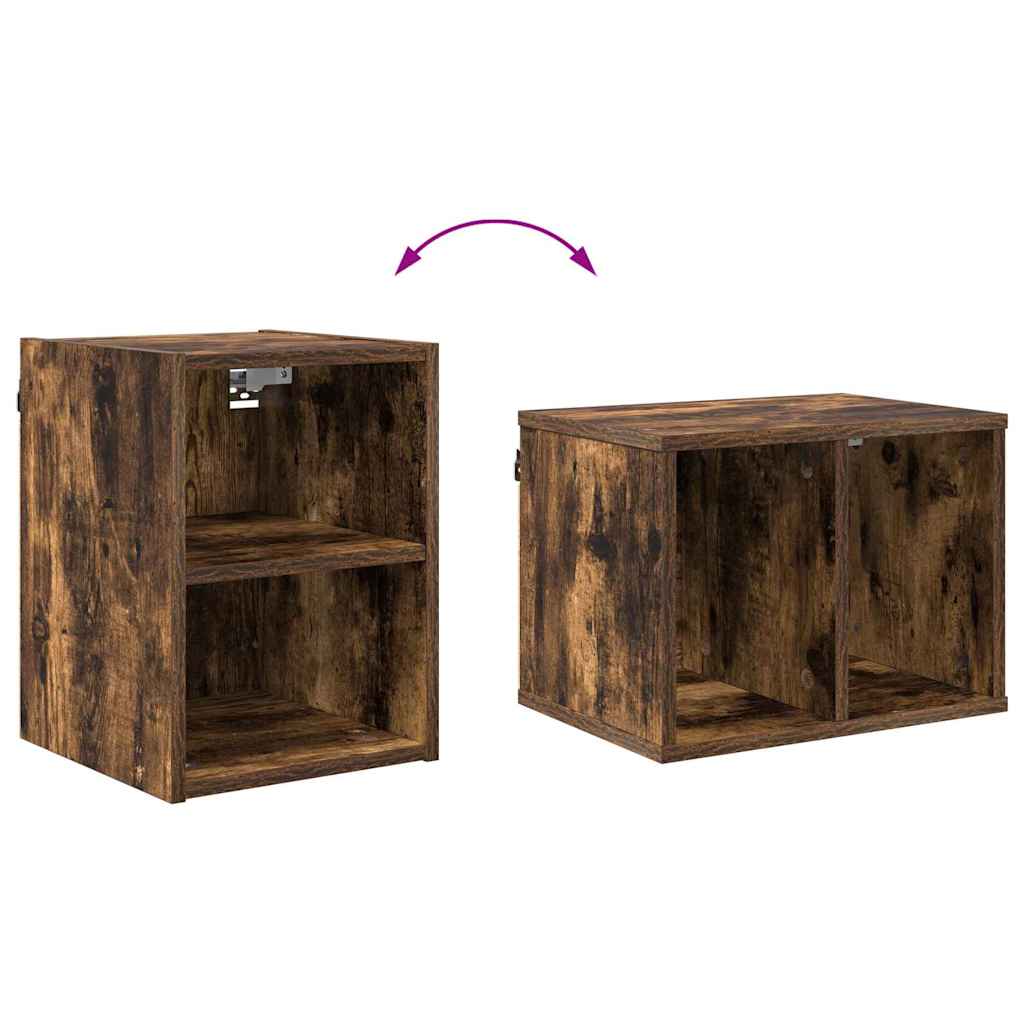 vidaXL Κρεμαστό ντουλάπι με ράφι Riga Καπνιστό Δρύς 30 x 29.5 x 80 εκ.