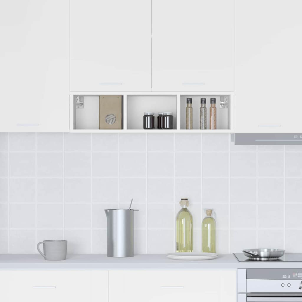 vidaXL Κρεμαστό ντουλάπι με ράφι Riga Λευκό 20 x 29,5 x 80 εκ.