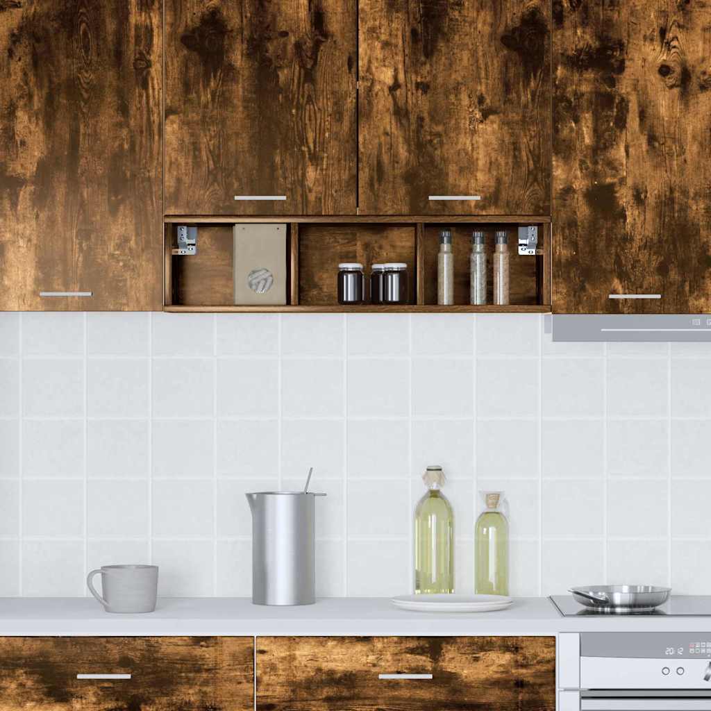 vidaXL Κρεμαστό ντουλάπι με ράφι Riga Καπνιστό Δρύς 20 x 29,5 x 80 εκ.