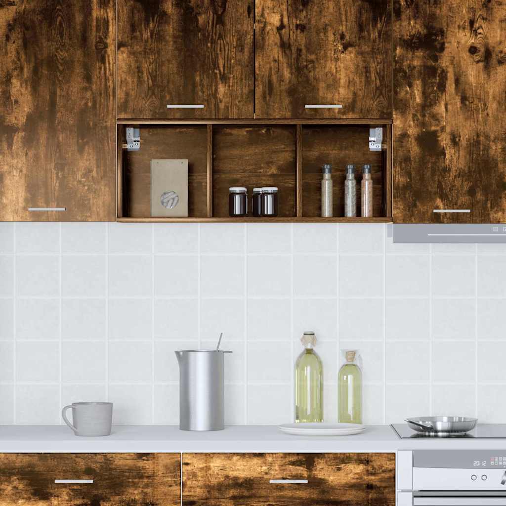 vidaXL Κρεμαστό ντουλάπι με ράφι Riga Καπνιστό Δρύς 30 x 29.5 x 80 εκ.