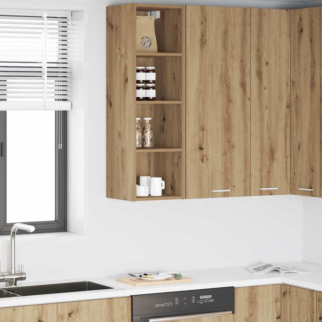 vidaXL Κρεμαστό ντουλάπι με ράφι Riga Artisan Oak 30 x 29,5 x 100 εκ.