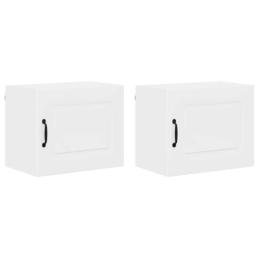 vidaXL Κρεμαστό ντουλάπι κουζίνας με ράφι 2 pcs Υψηλής γυαλάδας λευκό