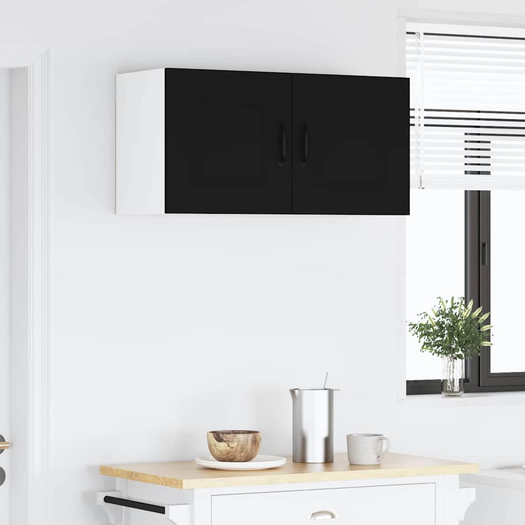 vidaXL Κρεμαστό ντουλάπι κουζίνας με ράφι Μαύρο 80 x 31 x 40 εκ