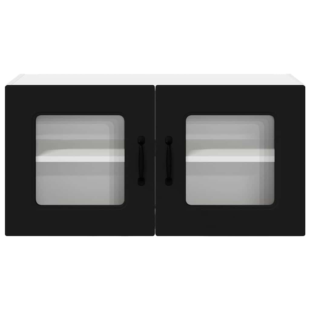 vidaXL Κρεμαστό ντουλάπι κουζίνας με ράφι Μαύρο 80 x 31 x 40 εκ