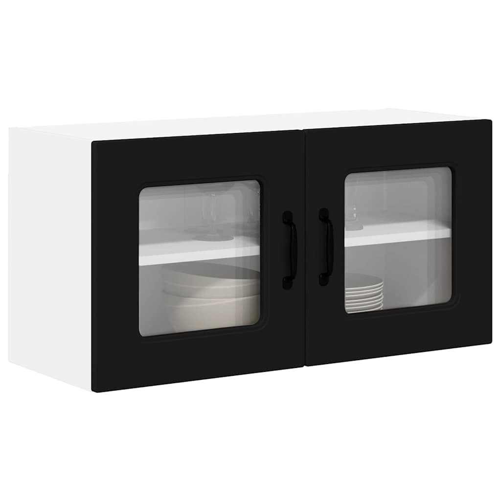 vidaXL Κρεμαστό ντουλάπι κουζίνας με ράφι Μαύρο 80 x 31 x 40 εκ