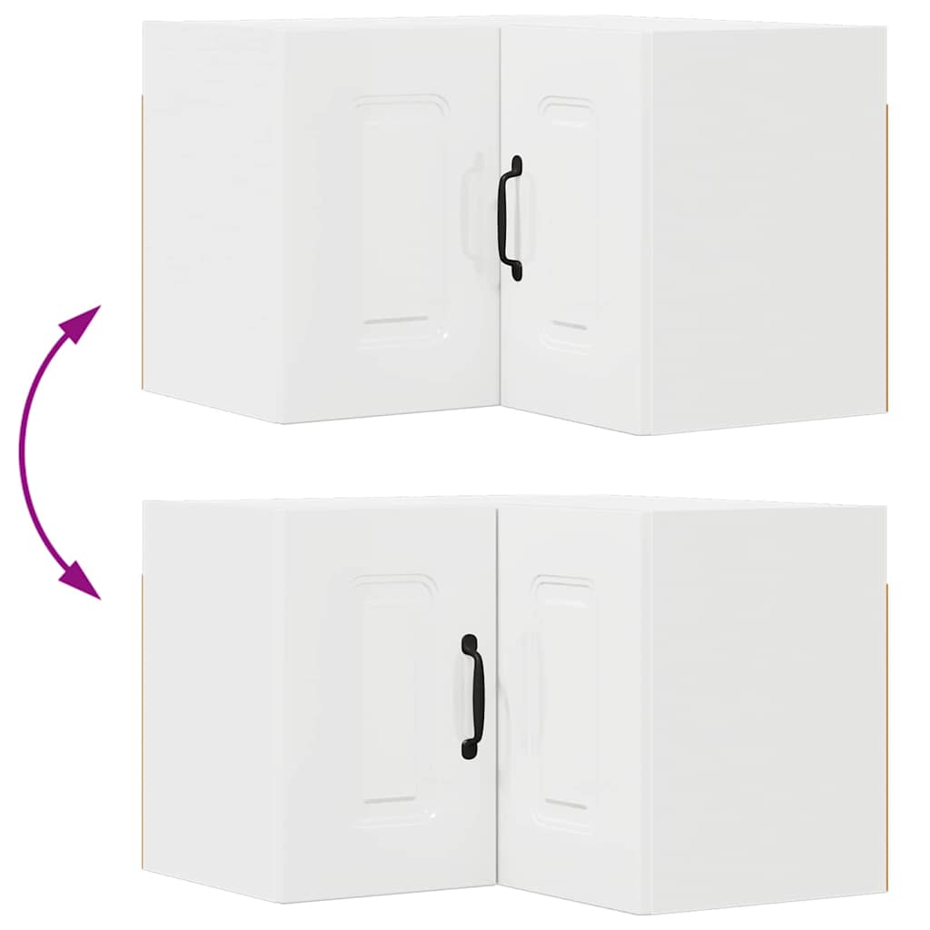 vidaXL Κρεμαστό ντουλάπι κουζίνας με ράφι Υψηλής γυαλάδας λευκό