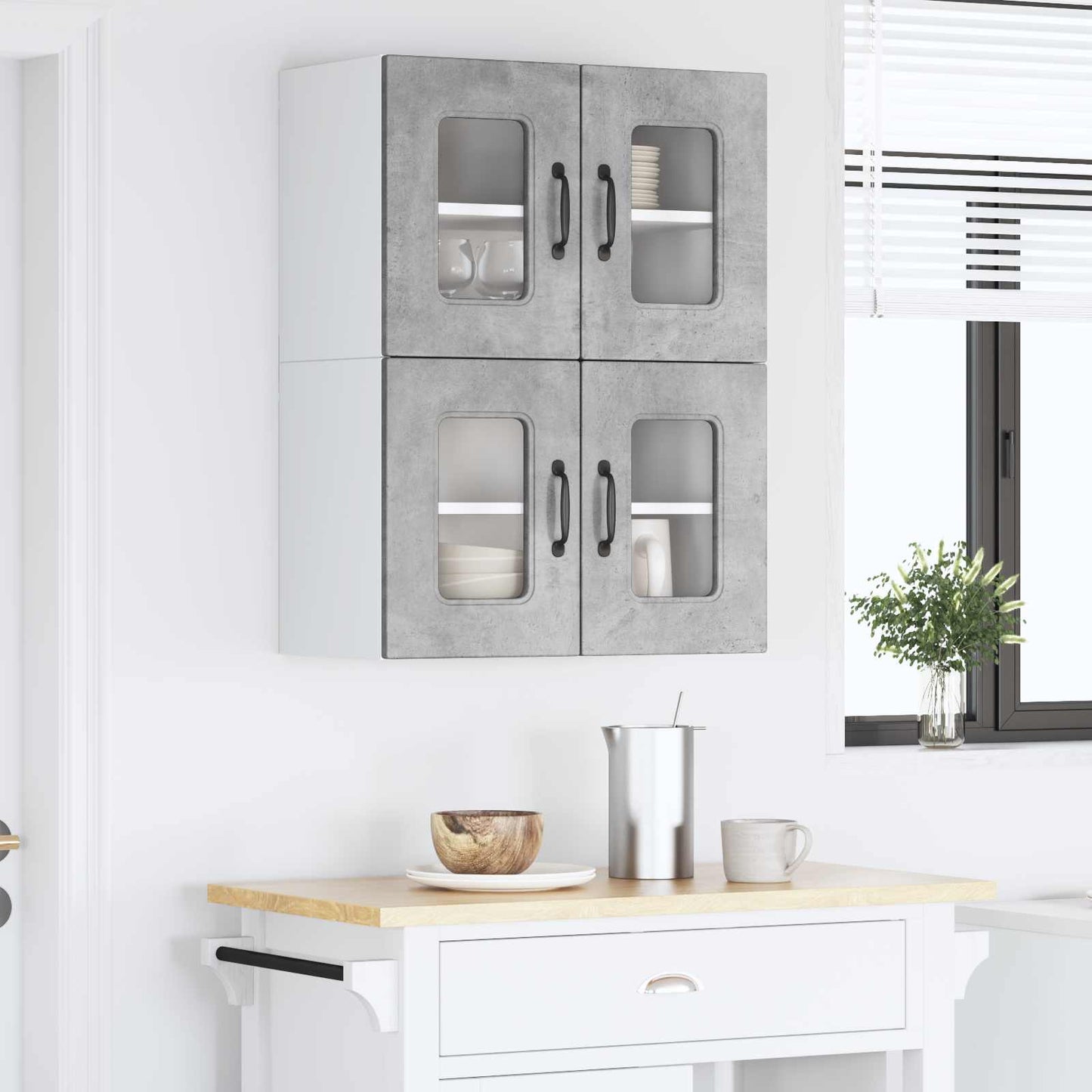 vidaXL Κρεμαστό ντουλάπι κουζίνας 2 pcs Σκυρόδεμα Γκρι 60 x 31 x 40 εκ