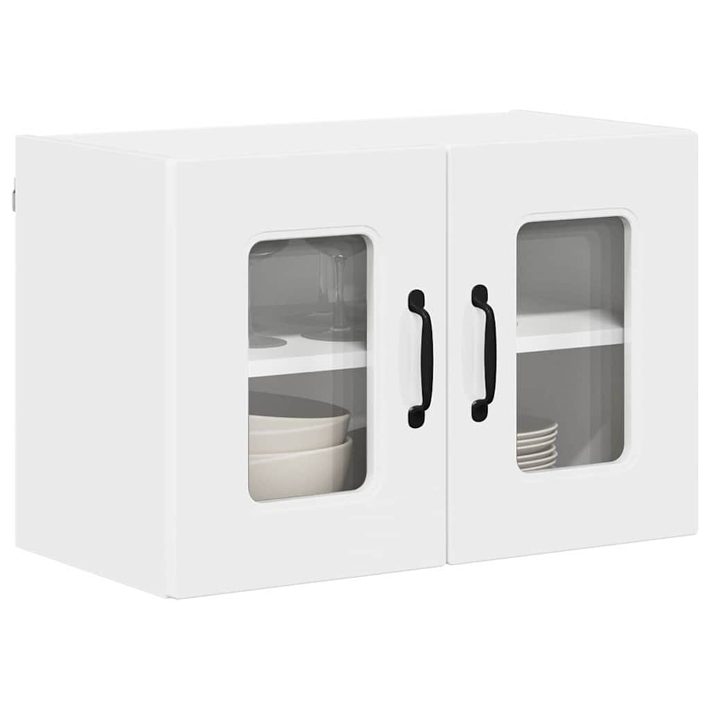 vidaXL Κρεμαστό ντουλάπι κουζίνας με ράφι Υψηλής γυαλάδας λευκό