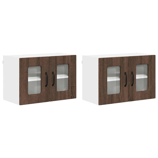 vidaXL Κρεμαστό ντουλάπι κουζίνας 2 pcs Καφέ δρυς 60 x 31 x 40 εκ