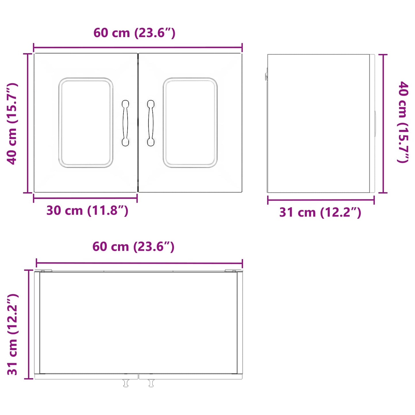 vidaXL Πάνελ πλυντηρίου πιάτων Kalmar 2 pcs Παλιό ξύλο 60 x 31 x 40 εκ