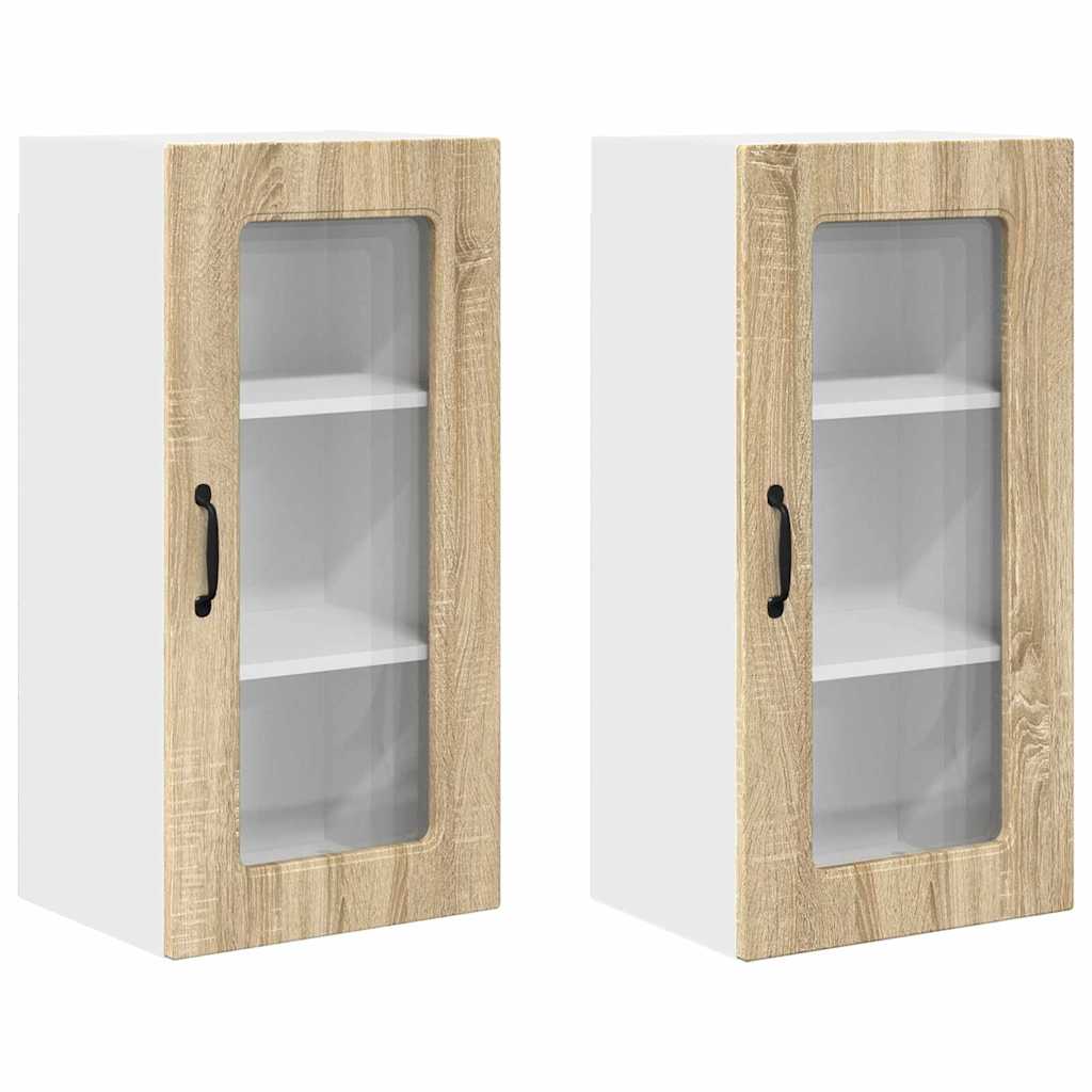 vidaXL Κρεμαστό ντουλάπι κουζίνας 2 pcs Δρύς Sonoma 40 x 31 x 80 εκ.