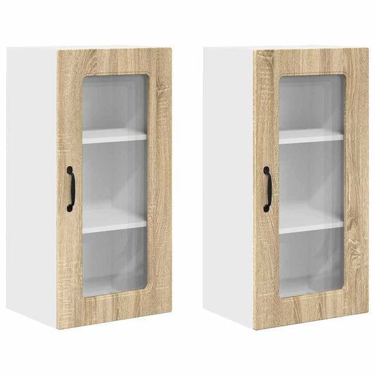 vidaXL Κρεμαστό ντουλάπι κουζίνας 2 pcs Δρύς Sonoma 40 x 31 x 80 εκ.