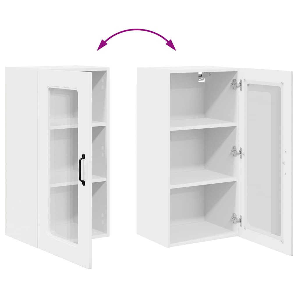 vidaXL Κρεμαστό ντουλάπι κουζίνας με ράφι Υψηλής γυαλάδας λευκό