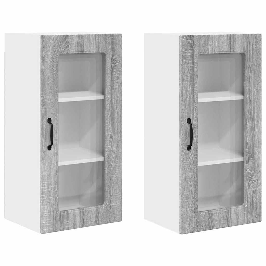 vidaXL Κρεμαστό ντουλάπι κουζίνας 2 pcs Γκρίζο Σονομα 40 x 31 x 80 εκ.