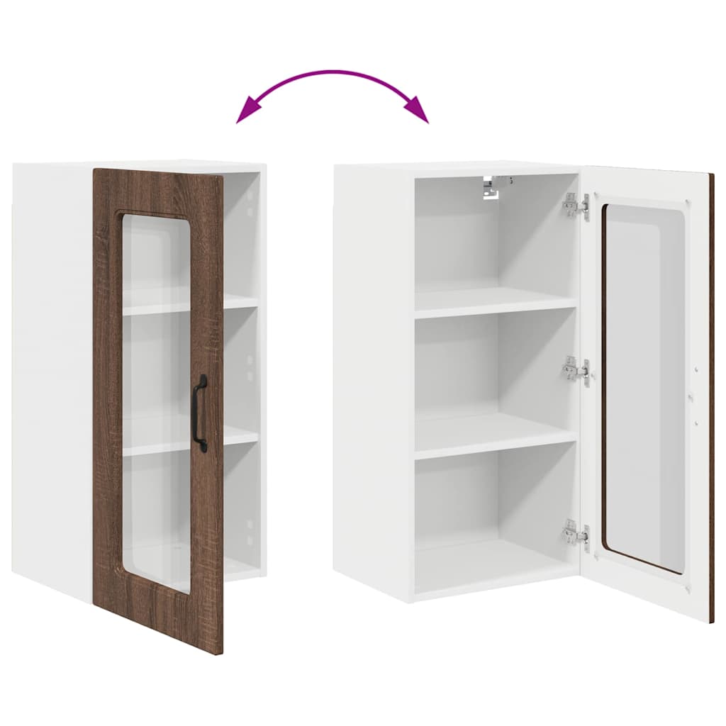 vidaXL Κρεμαστό ντουλάπι κουζίνας με ράφι Καφέ δρυς 40 x 31 x 80 εκ.