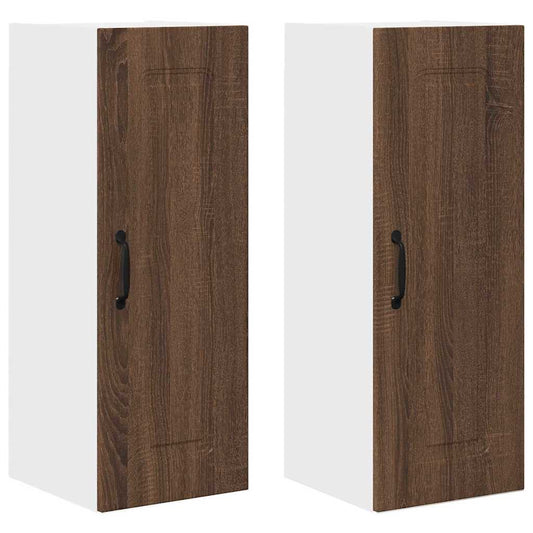 vidaXL Κρεμαστό ντουλάπι κουζίνας 2 pcs Καφέ δρυς 30 x 31 x 80 εκ.