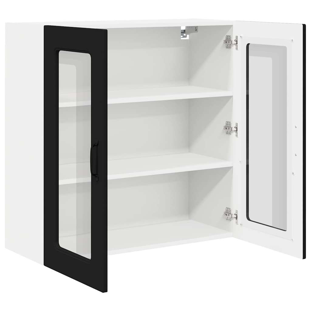 vidaXL Κρεμαστό ντουλάπι κουζίνας με ράφι Μαύρο 80 x 31 x 80 εκ.