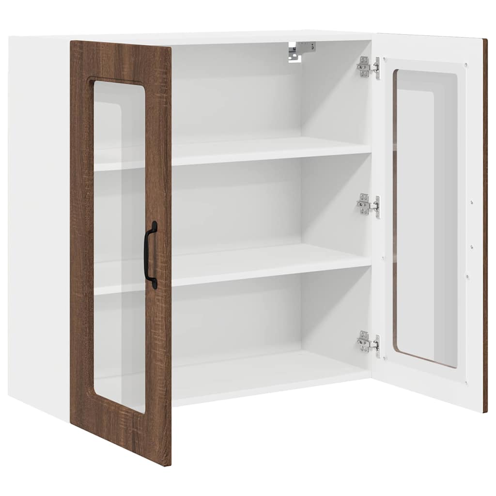 vidaXL Κρεμαστό ντουλάπι κουζίνας με ράφι Καφέ δρυς 80 x 31 x 80 εκ.