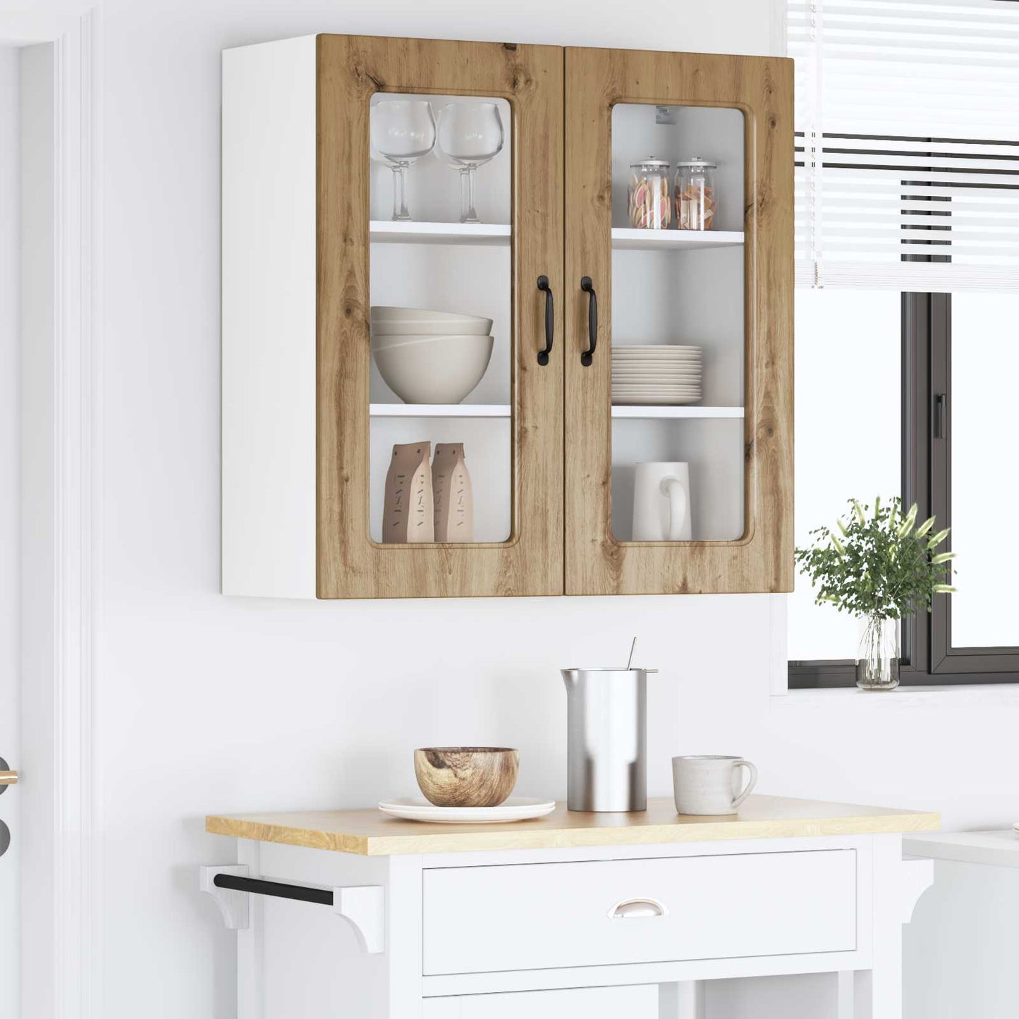 vidaXL Κρεμαστό ντουλάπι κουζίνας με ράφι Artisan Oak 80 x 31 x 80 εκ.