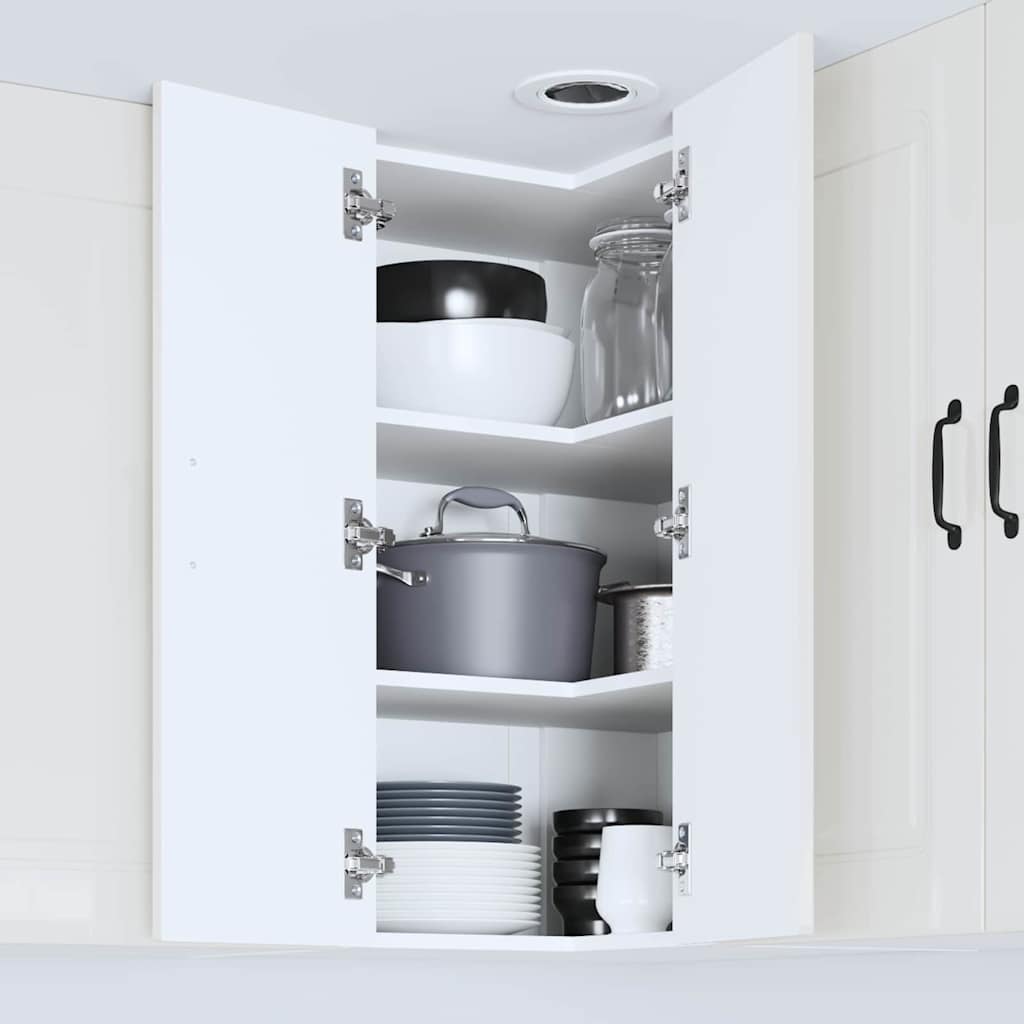 vidaXL Κρεμαστό ντουλάπι κουζίνας με ράφι Υψηλής γυαλάδας λευκό